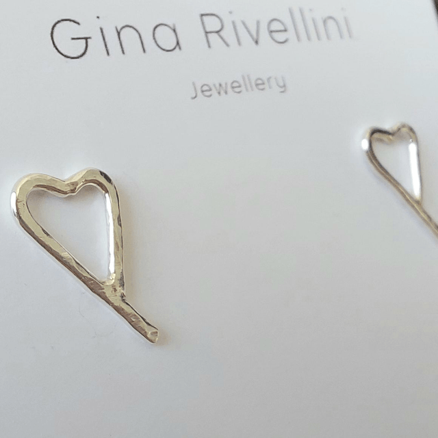 Sterling silver hammered texture heart stud earrings