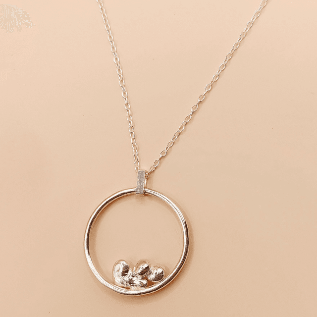 Sterling silver and silver nuggets necklace