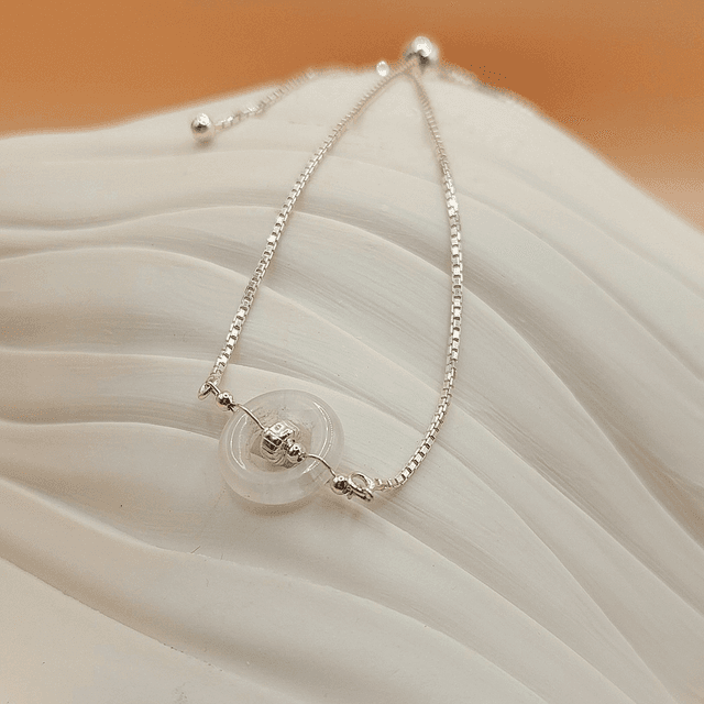 Sterling silver snake chain toggle bracelet with Rose Quartz ring