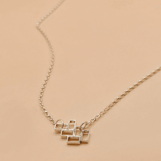 Sterling silver rectangles necklace (style 2)