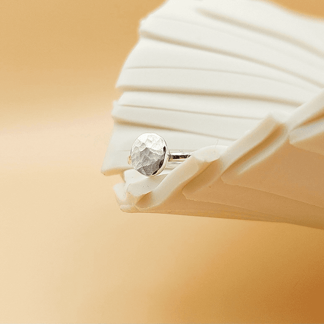 Sterling silver hammered nugget ring