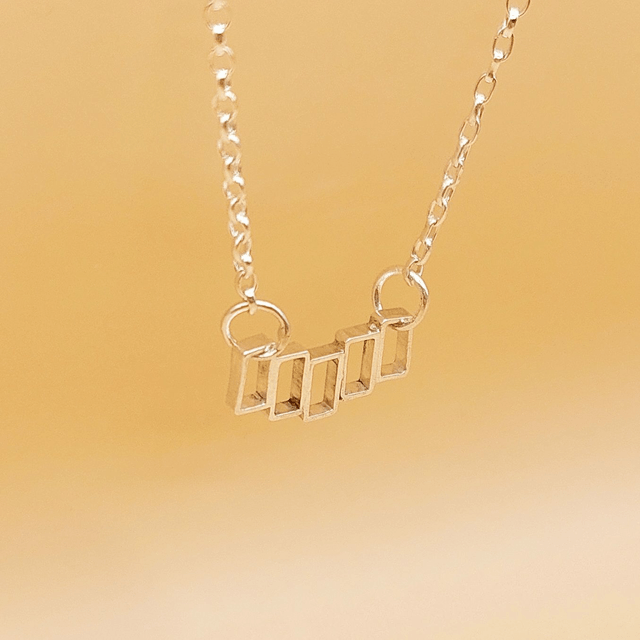 Sterling silver horizontal rectangles necklace