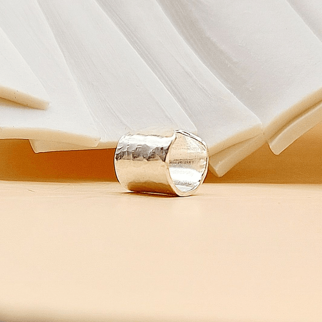 Sterling silver hammered texture ear cuff