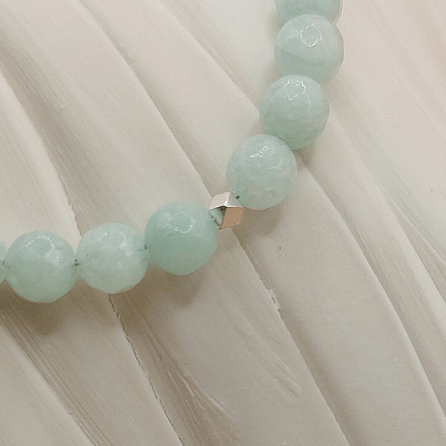 Sterling silver sparkly ring bracelet with blue Jade and sterling silver beads