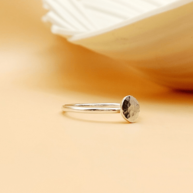Sterling silver hammered nugget ring