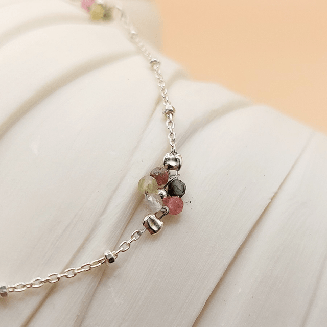 Sterling silver tourmaline flower bracelet