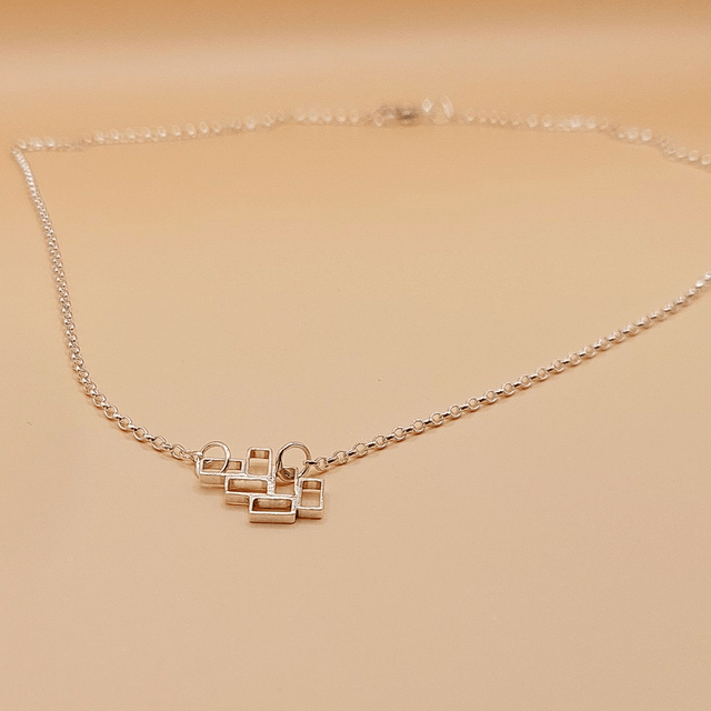 Sterling silver rectangles necklace (style 2)