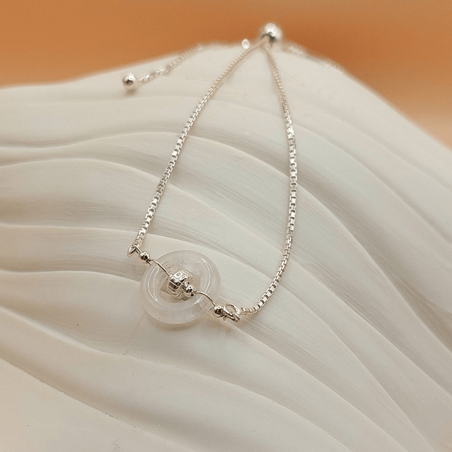 Sterling silver snake chain toggle bracelet with Rose Quartz ring