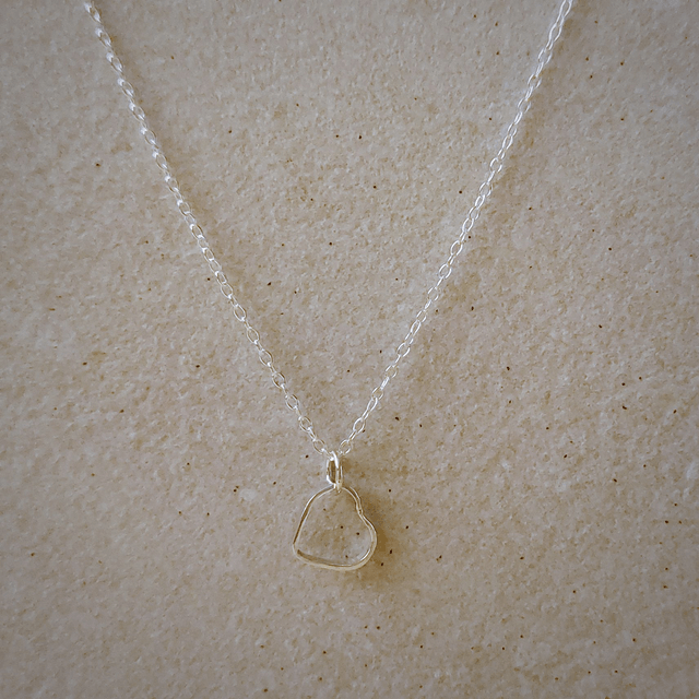 Sterling silver hammered texture heart necklace
