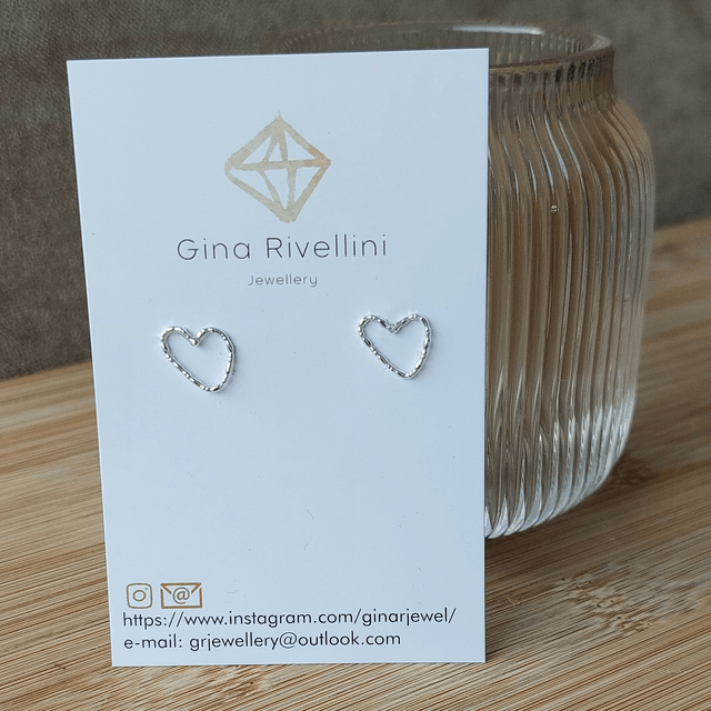 Sterling silver bobble heart stud earrings