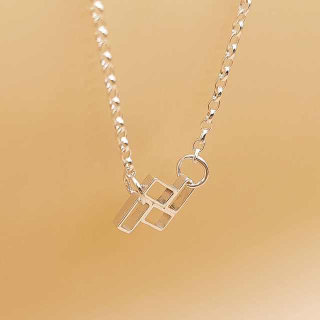 Sterling silver rectangles necklace (style 1)