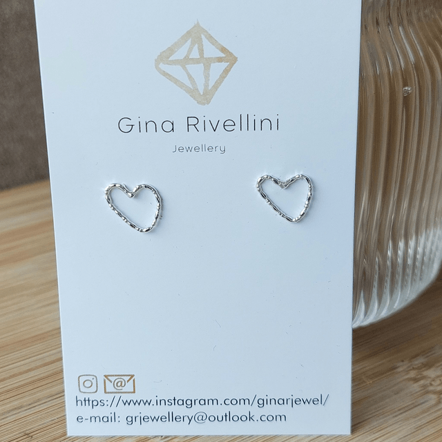 Sterling silver bobble heart stud earrings