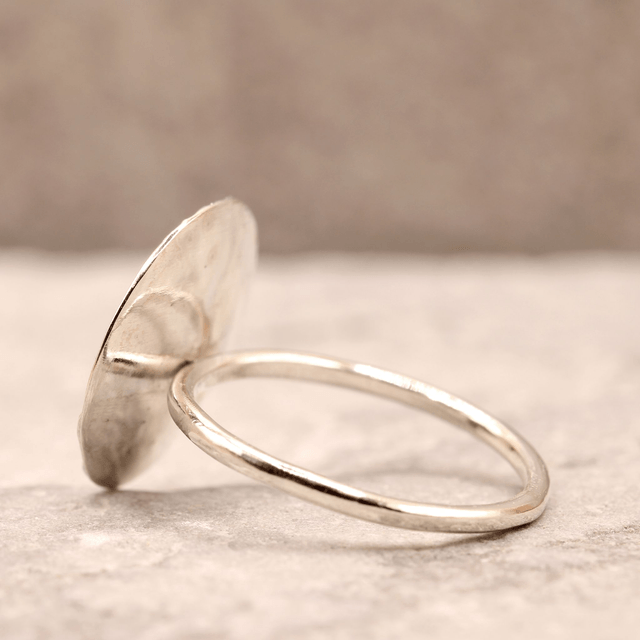 Sterling silver statement hammered dome disc ring (size N)