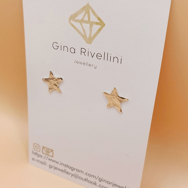 Sterling silver hammered star studs