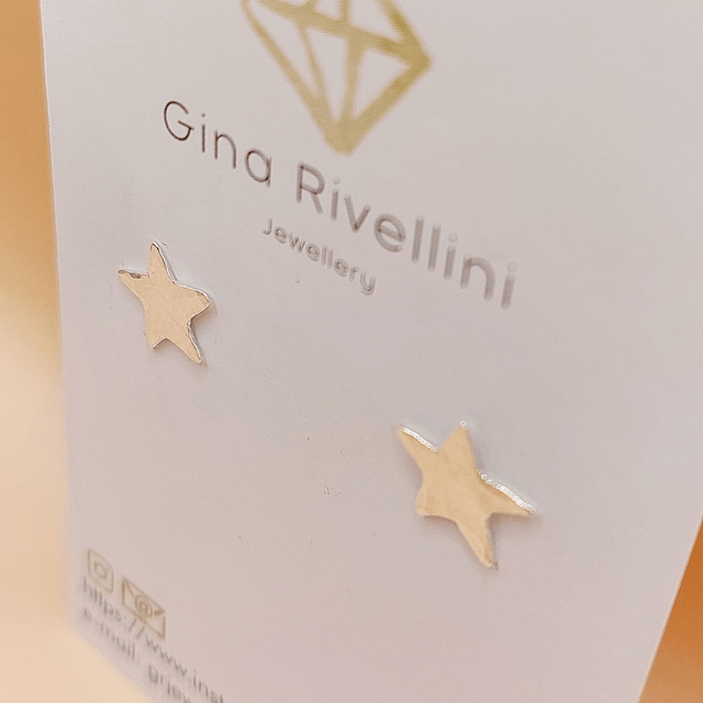 Sterling silver hammered star studs
