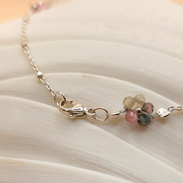 Sterling silver tourmaline flower bracelet
