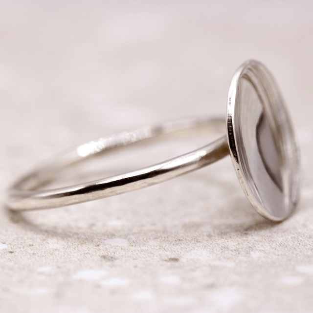 Sterling silver lined dome disc ring (size N)