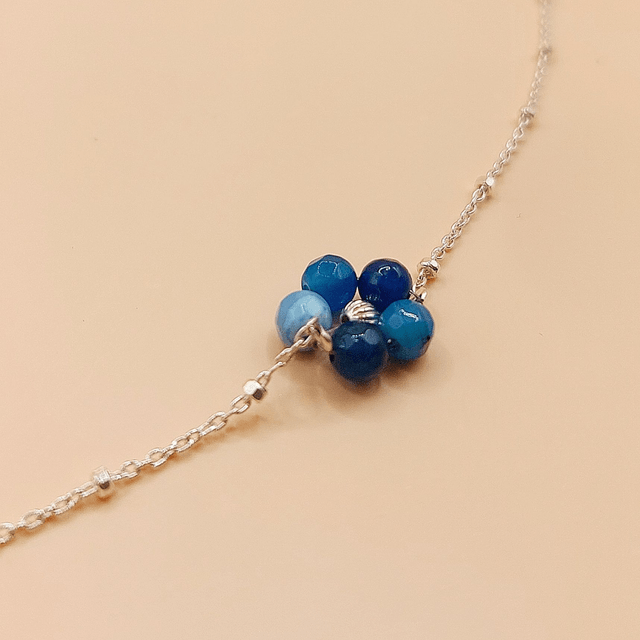 Sterling silver and agate flower necklace