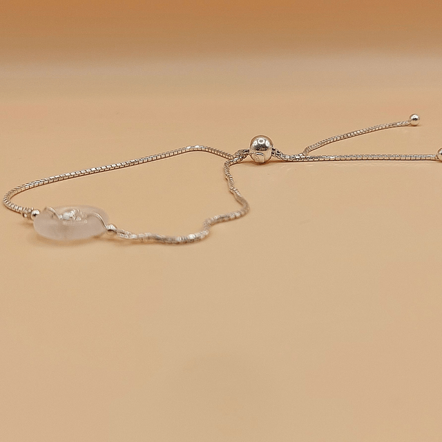 Sterling silver snake chain toggle bracelet with Rose Quartz ring