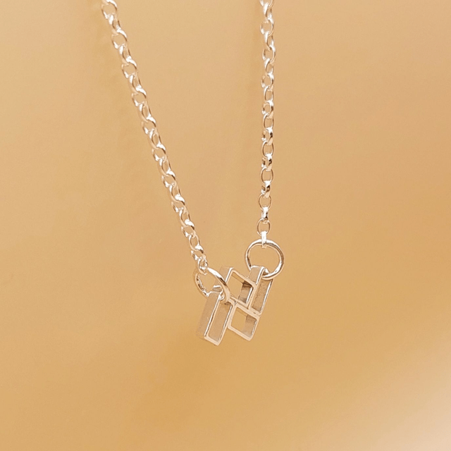 Sterling silver rectangles necklace (style 1)
