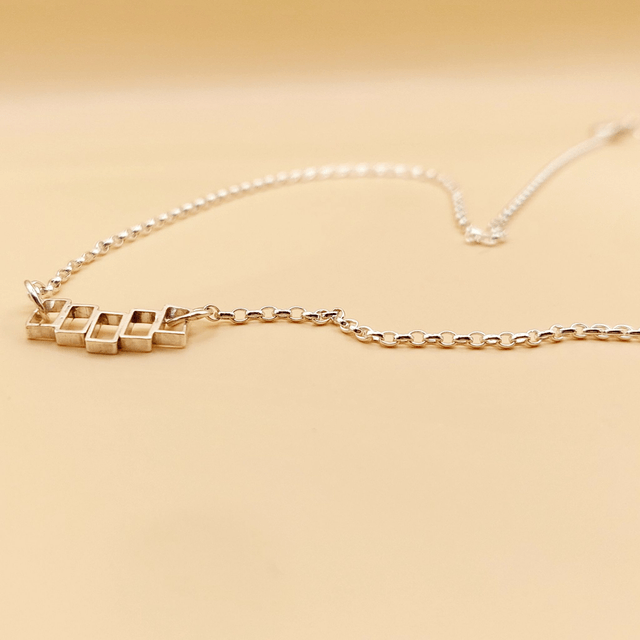 Sterling silver horizontal rectangles necklace