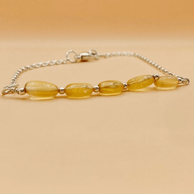 Sterling silver chain bracelet with Citrine beads