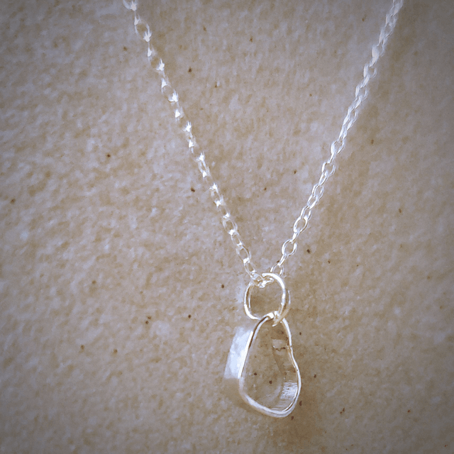 Sterling silver hammered texture heart necklace