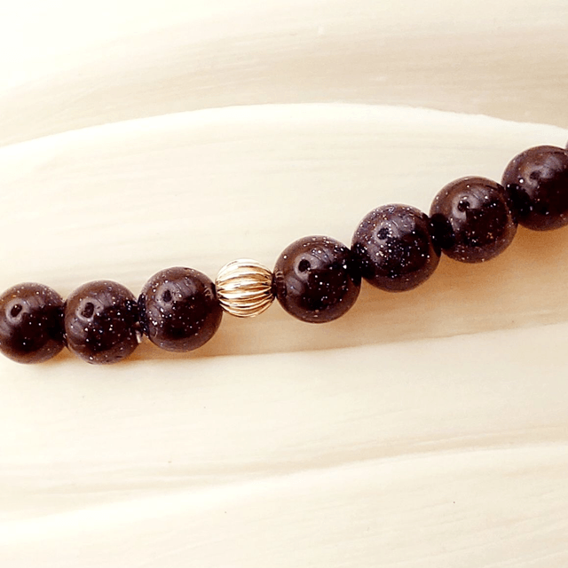 Sterling silver nugget bracelet with blue goldstone & sterling silver beads