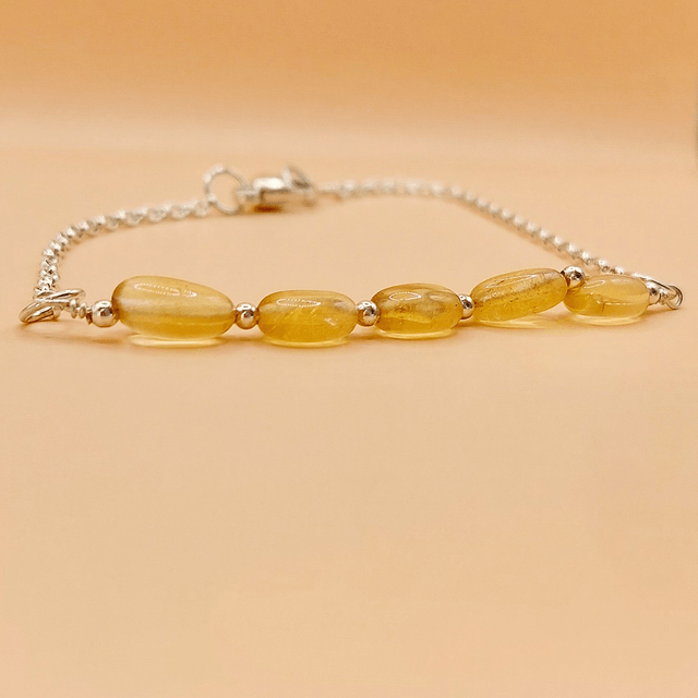 Sterling silver chain bracelet with Citrine beads