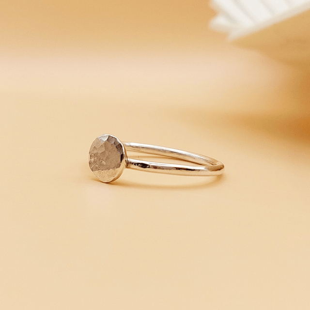 Sterling silver hammered nugget ring