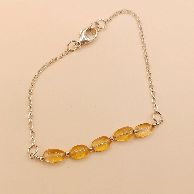 Sterling silver chain bracelet with Citrine beads