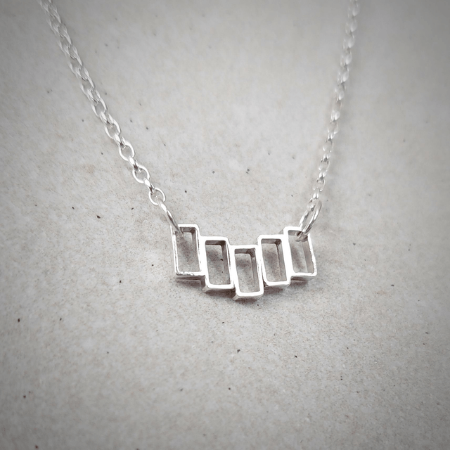 Sterling silver horizontal rectangles necklace